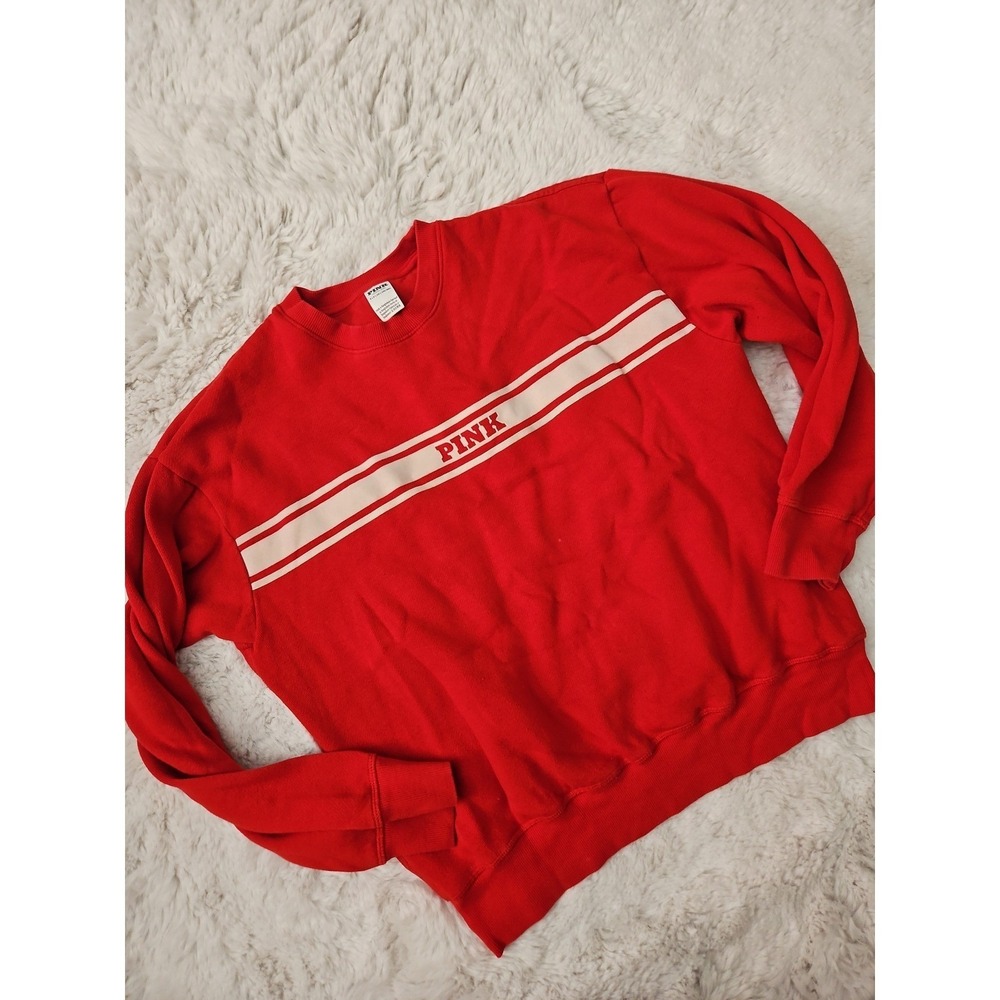 Vtg Style PINK Victoria's Secret Red Crewneck Sweater Sz S Indie Sleaze Y2K - Picture 12 of 12